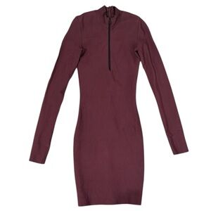 HOUSE OF CB LONDON Bodycon Mini Dress Long Sleeve Size XS Burgundy Party Bandage